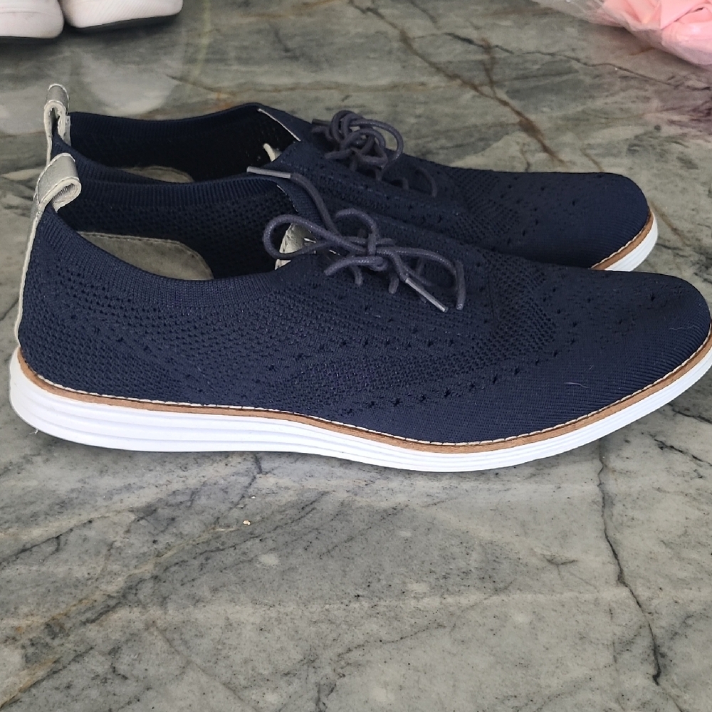 Navy Knit Oxfords